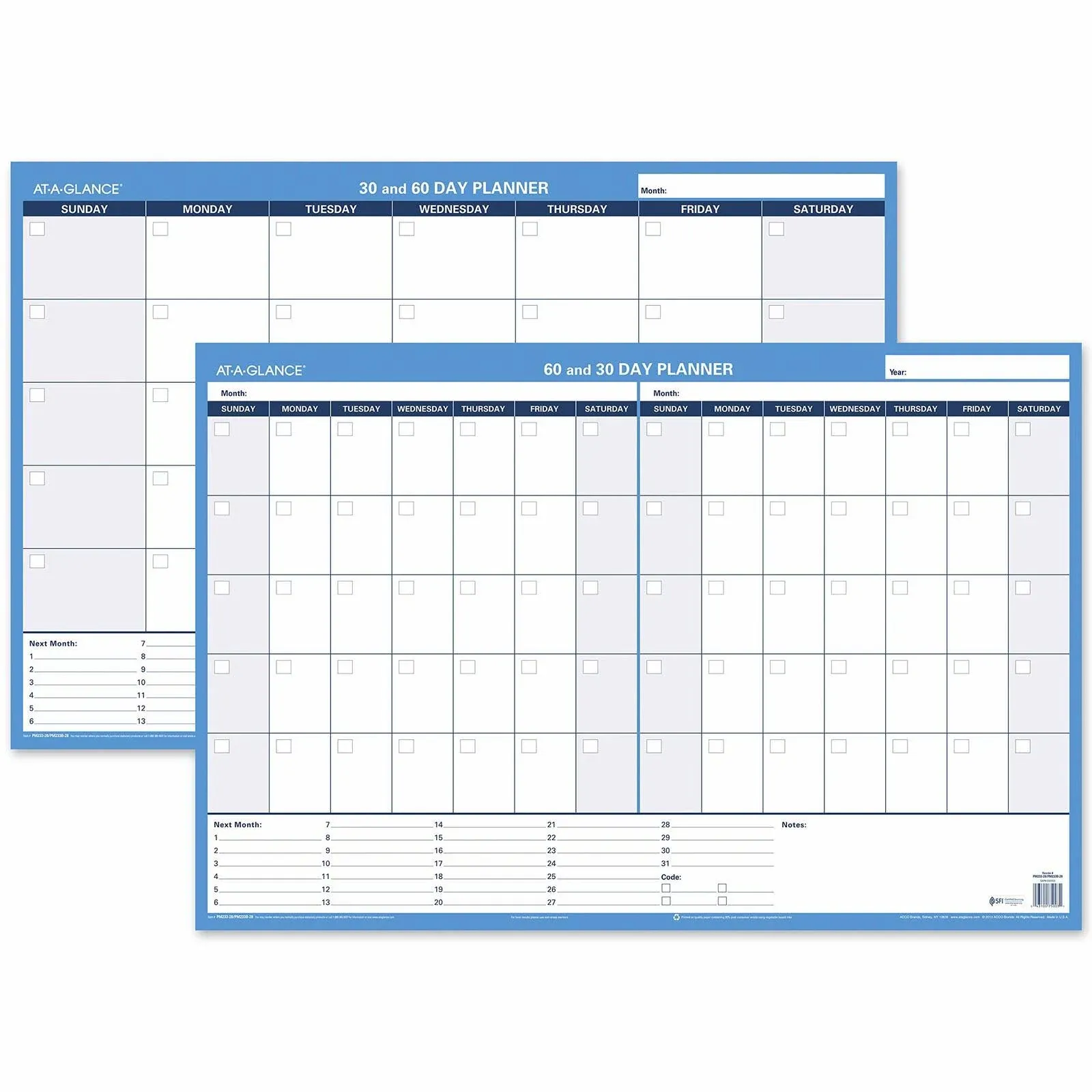 AT-A-GLANCE 30/60-Day Undated Horizontal Erasable Wall Planner