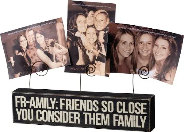 Fr-Amily Friends So Close They Are Family Wooden Block Sign with 3 Photo Holders ...