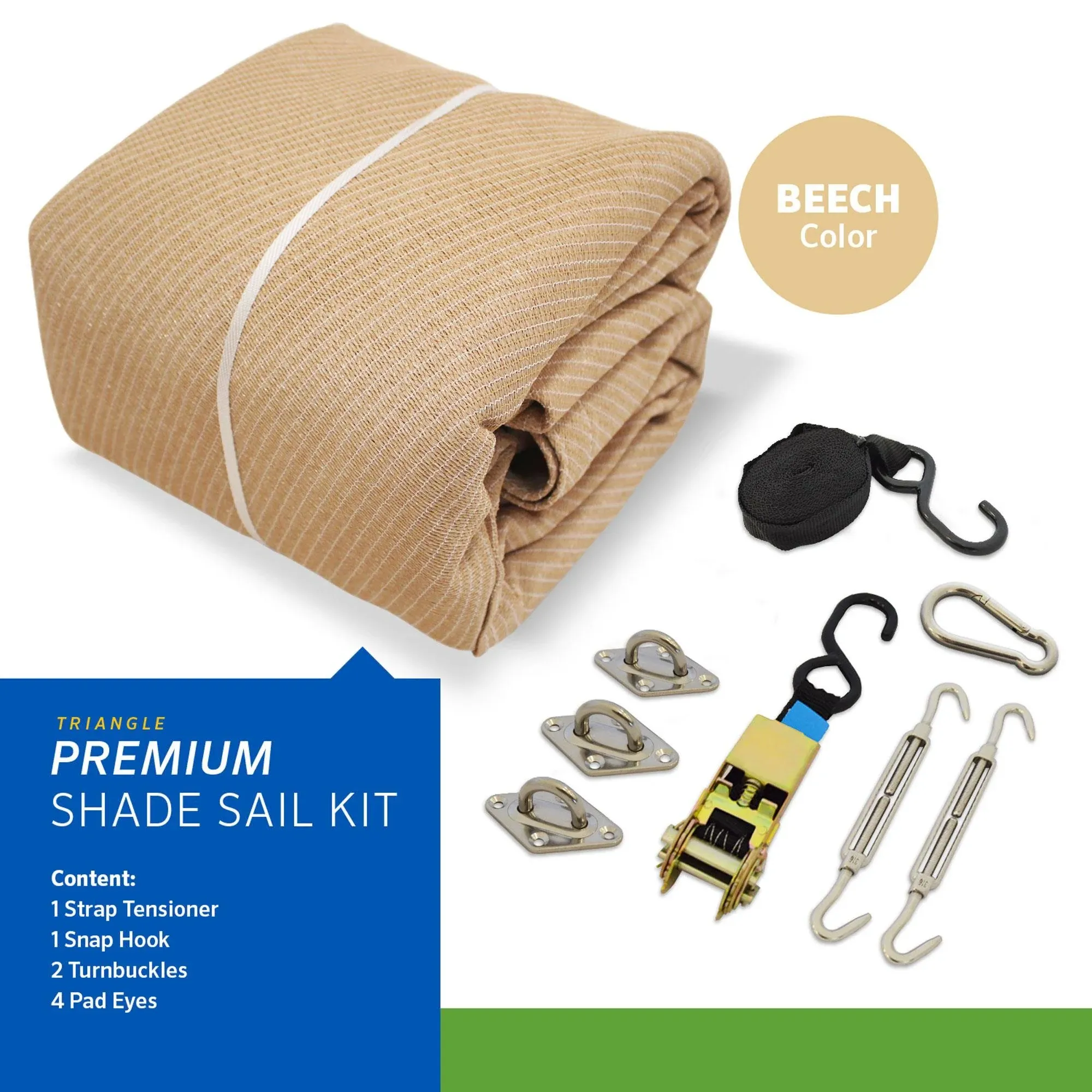 Premium Triangle 16.42 ft. x 16.42 ft. Beech Shade Sail Kit