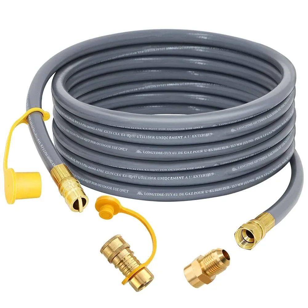 Azdele Upgraded 24 Feet 1/2 inch ID Natural GAS Hose with 3/8 inch Female Flare ...