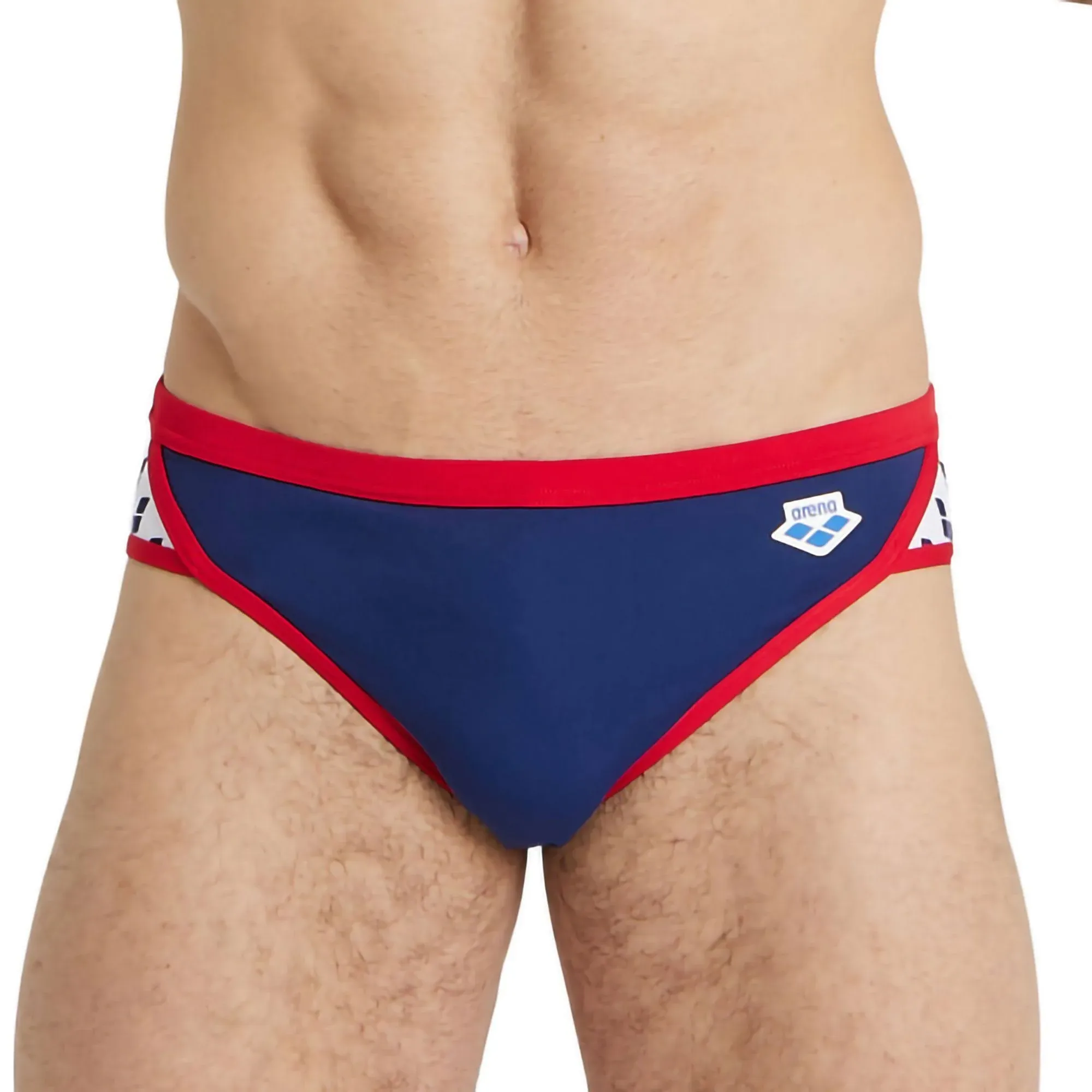 Arena Men's Icons Solid Brief Swimsuit - Royal/White | Polyester - Swimoutlet.com