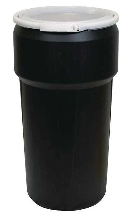 Eagle 20 Gallon Lab Pack Barrel Drum with Plastic Lever Lock Band, Height: 31 in Width:16 in Depth:16 in, Black, 1623BLK