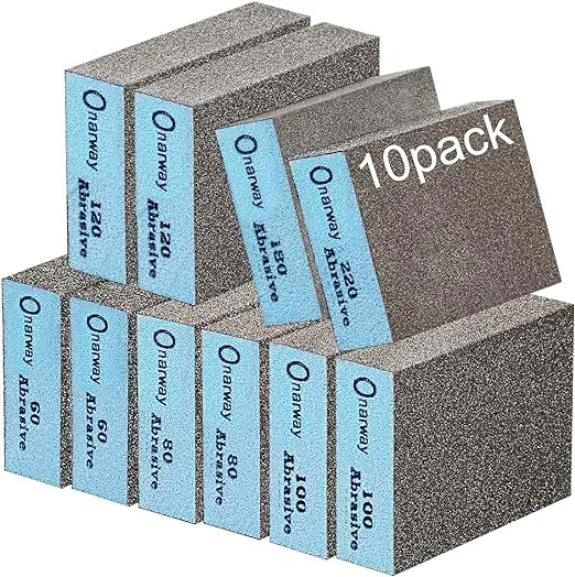 Onarway Sanding Sponges 10 Pack Wet and Dry Dual-use, Coarse and Fine Sanding Blocks - 60/80/100/120/180/220 Grits 6 Different Specifications,