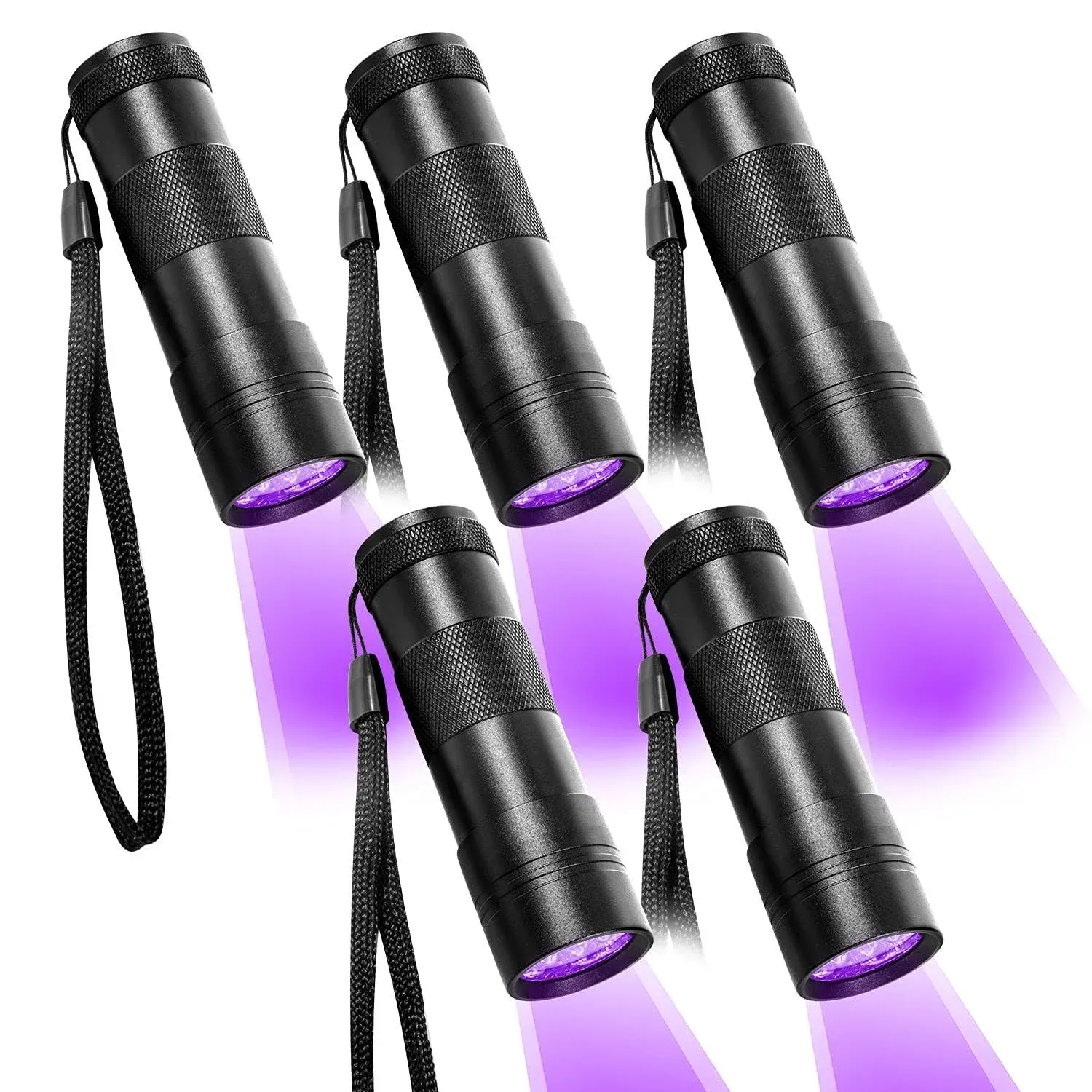 Beinhome 5 Pack UV Flashlight Black Light 12 LED Ultra Violet Blacklight Detector ...