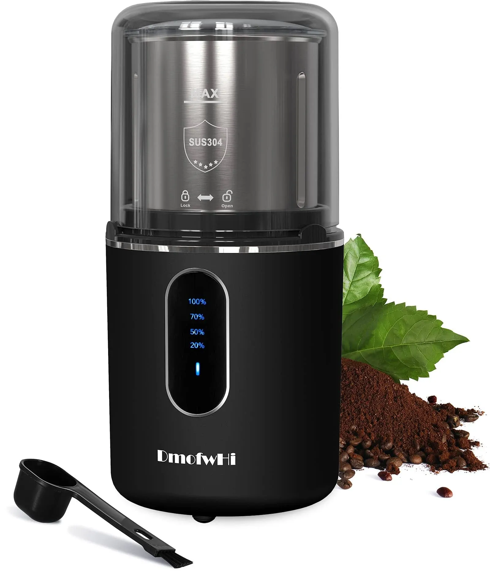 Cordless Coffee Grinder Electric, Dmofwhi USB Rechargeable Coffee Bean Grinder w