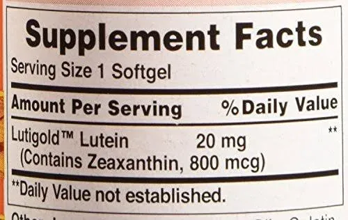 Puritan's Pride Lutein 20 mg with Zeaxanthin - 60 Softgels