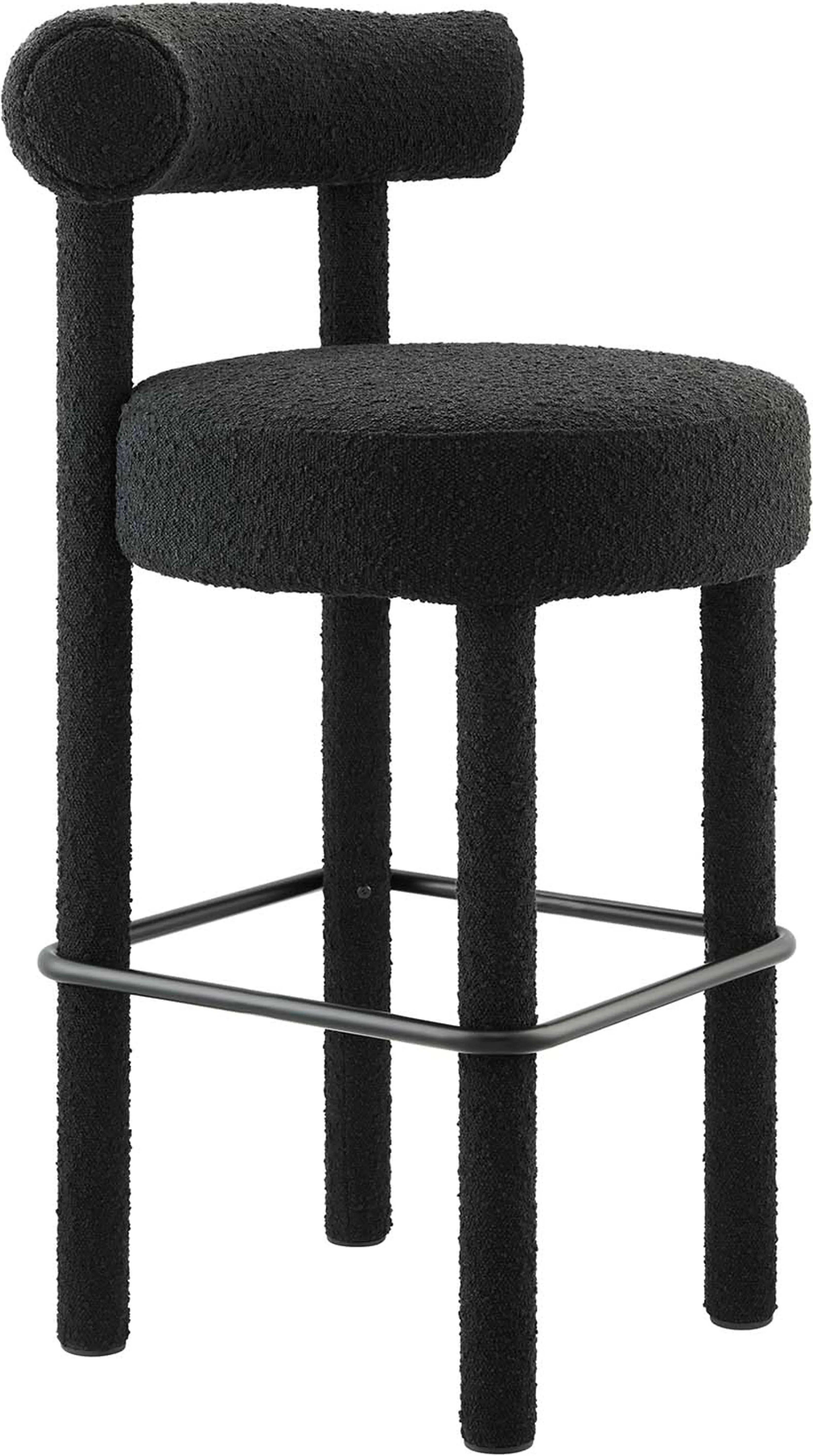 Toulouse Boucle Fabric Bar Stool EEI-6385-BLK-BLK