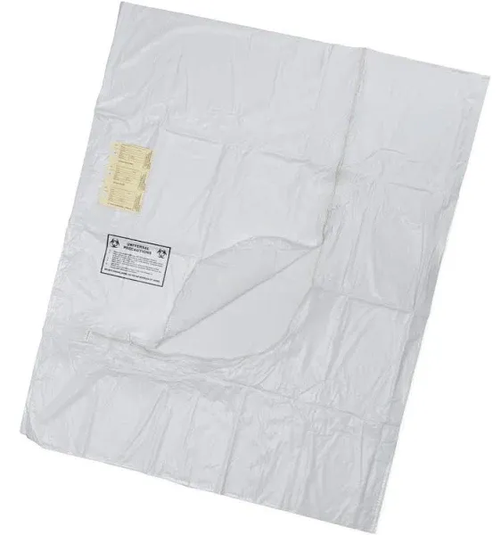 Medline PVC Adult Body Bags, 36" x 90", White, Pack of 10