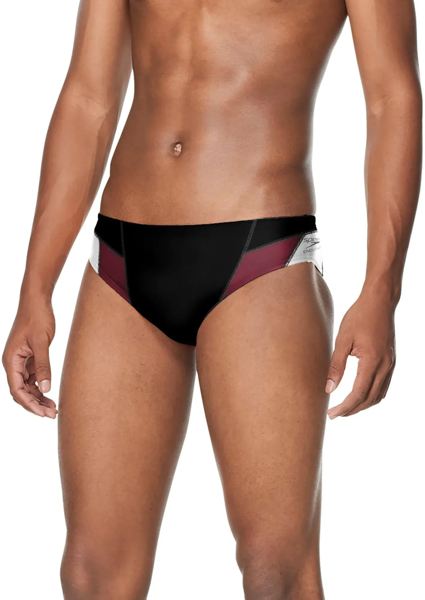 Speedo Men&#x27;s Standard Swimsuit Brief Endurance+ Splice Team Colors- Black - 38