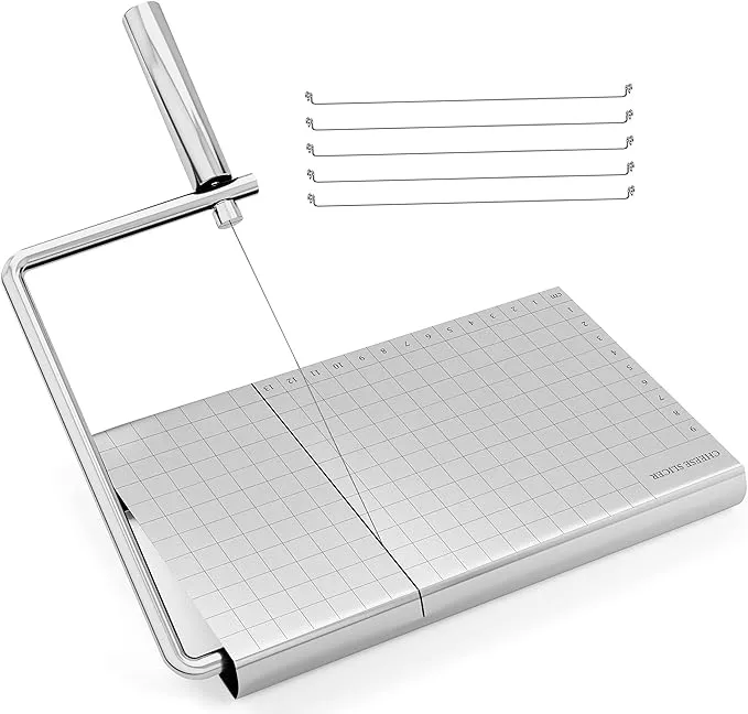 Stainless Steel Cheese Slicer with Accurate Size Scale with Serving Board