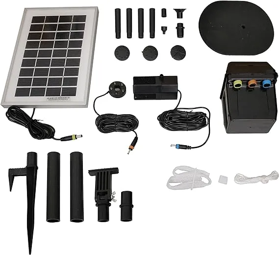 Sunnydaze Solar Pump and Solar Panel Kit with Battery Pack & LED Light, 79 GPH, 47-Inch Lift