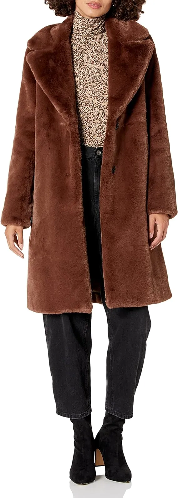 The Drop Women's Kiara Loose-Fit Long Faux Fur Coat