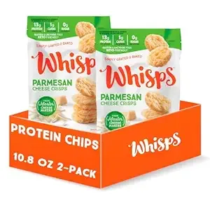 Whisps Cheese Crisps Parmesan Cheese | Protein Chips | Healthy Snacks | Protein Snacks, Gluten Free, High Protein, Low Carb Keto Food (10.8 Oz, 2 Pack)