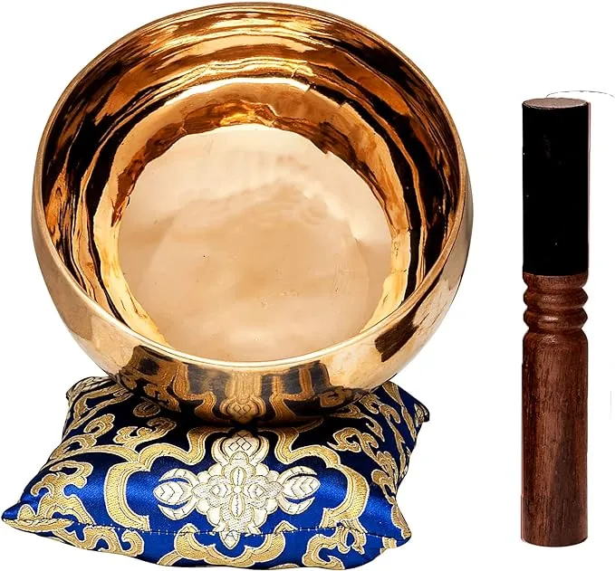 Large Tibetan Singing Bowl Set by Ohm Store — Deep Tone Pure Bronze Medita