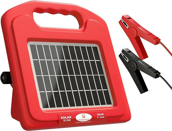 Solar Electric Fence Charger 5 Mile - Solar Powered Energizer for Livestock - Low Impedance Solar Fencer Battery Powered