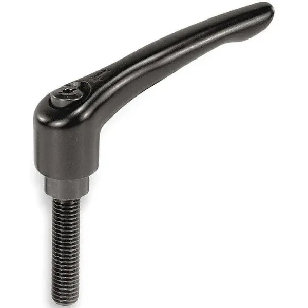 Threaded Stud Adjustable Clamping Handle: 3/8-16 Thread, 0.83" Hub Dia, Die Cast Zinc, Black