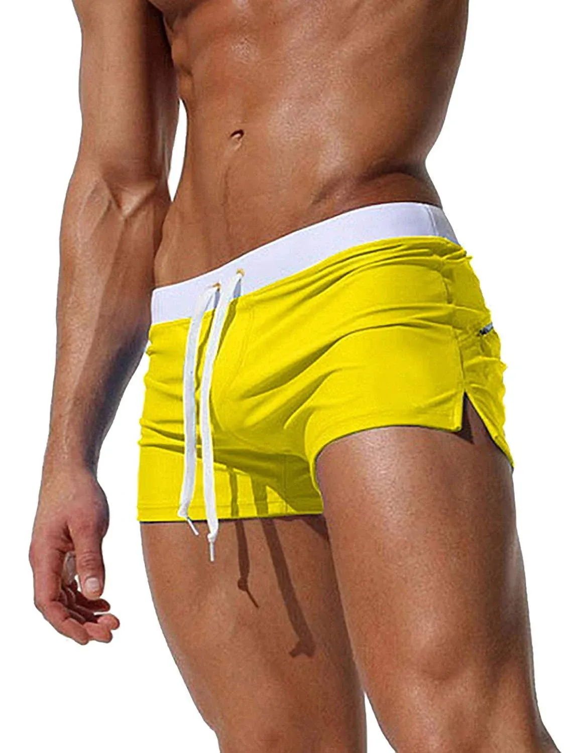 TONLEN Mens Swimwear Short Swim Trunks with Zipper Pocket