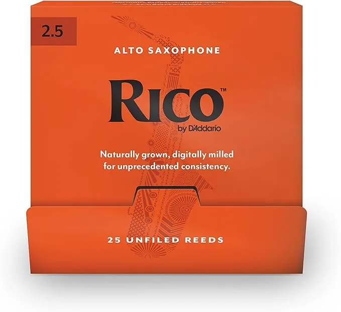 D'Addario Woodwinds Rico Alto Saxophone Reeds, 2.5, 25Count Single Reeds