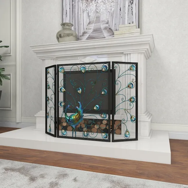 Grayson Lane 48-in Iron 3-Panel Flat Fireplace Screen Lowes.com