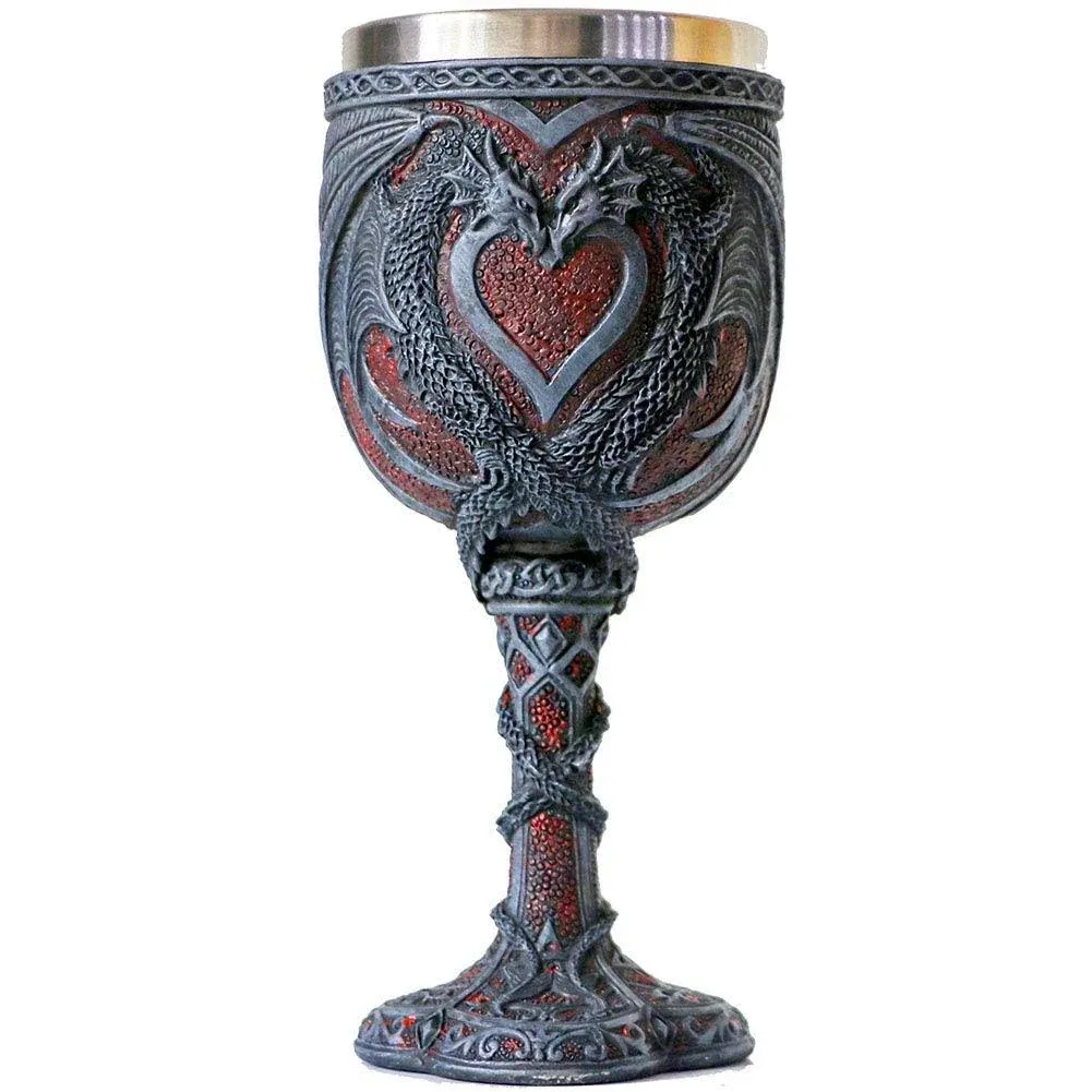 Medieval Double Dragon Wine Goblet - Valentines Dungeons and Dragons Wine Chalice ...