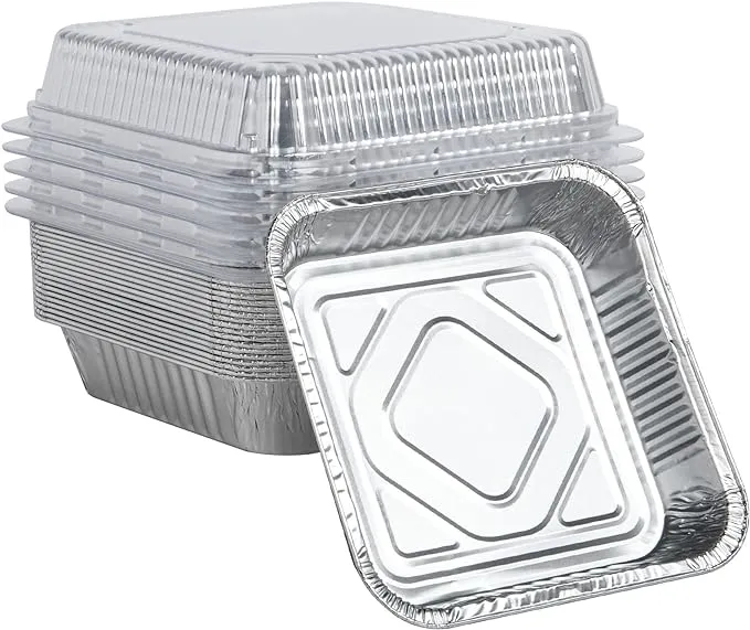 YAOAWE 24-Pack 8" x 8" Aluminum Foil Pans -  Disposable Tin Foil Trays  - Square Baking Cake Pan