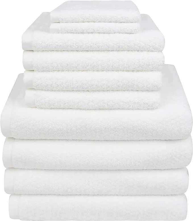 Everplush Diamond Jacquard, 10 Piece, White Bath Towel Set, PC