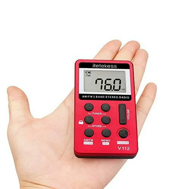 Retekess V112 Pocket Am FM Radio Digital Tuning Mini Small with Earphone Recharg