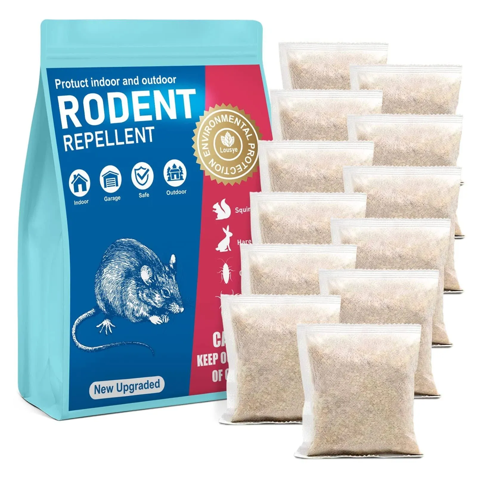 Lousye 12 Pouches Rodent Repellent, Mighty Mint Mouse Repellent,Environmentally ...