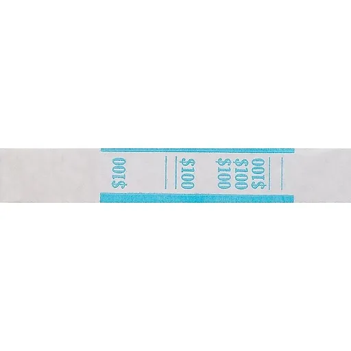 Pap-R Products Currency Straps, White with Blue Print, 1000/Pack (400100) | Staples