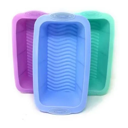 Baocuan 3 pack Silicone Bread Loaf Pan and Set of 3 colors 3 