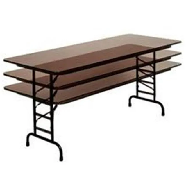 Correll CFA2460M Adjustable Height Melamine Top Folding Table, WALNUT