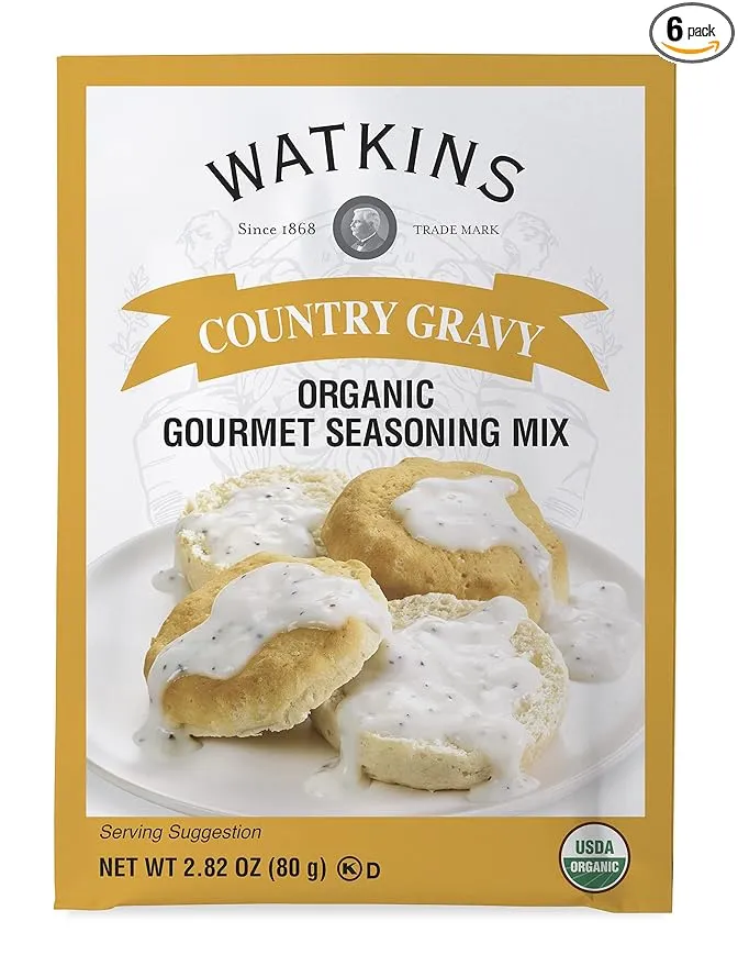 Watkins Organic Country Gravy Gourmet Seasoning Mix, 2.82 oz. Packets (Pack of 6)