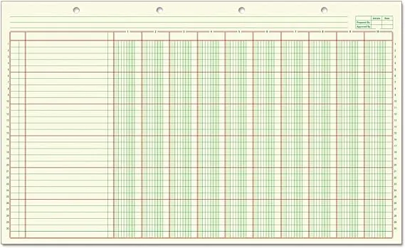 Adams® Analysis Pad, 14" x 8 1/2", 50 Pages (50 Sheets), 10 Columns, Green