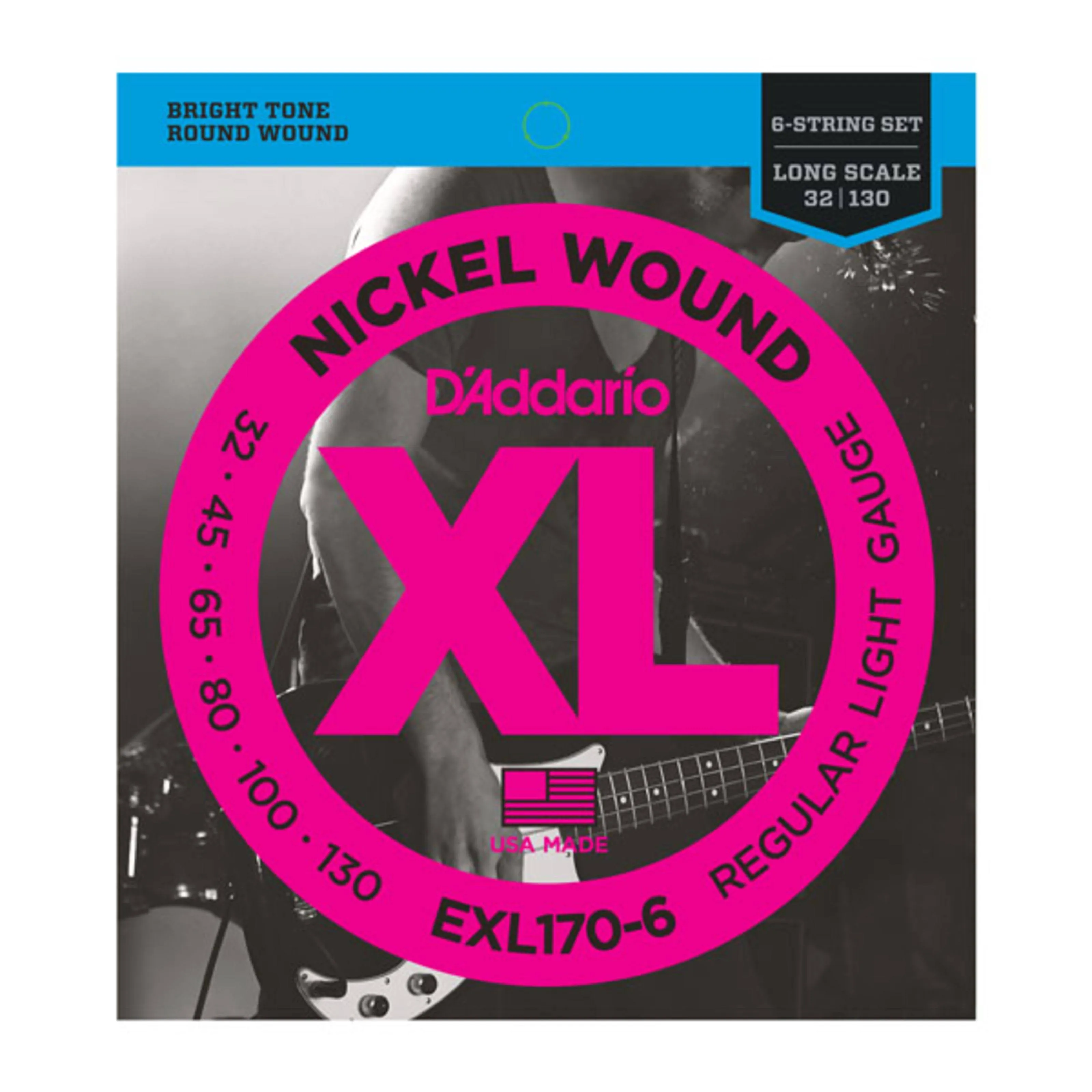 "D'Addario EXL170-6 Nickel Wound 6-String  Long Scale Light Bass Strings (32-130)"