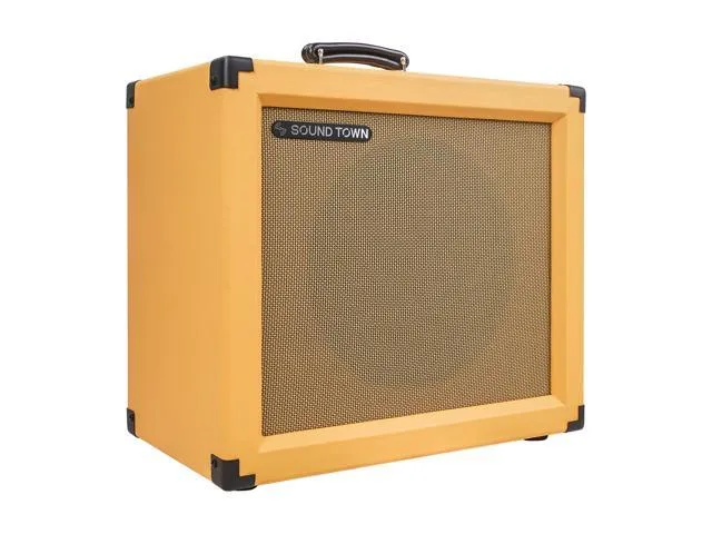 Sound Town 1 x 12' 65W Open-back Guitar Speaker Cabinet, Birch Plywood, Orange Tolex, Wheat Cloth Grille (GUC112OBOR)