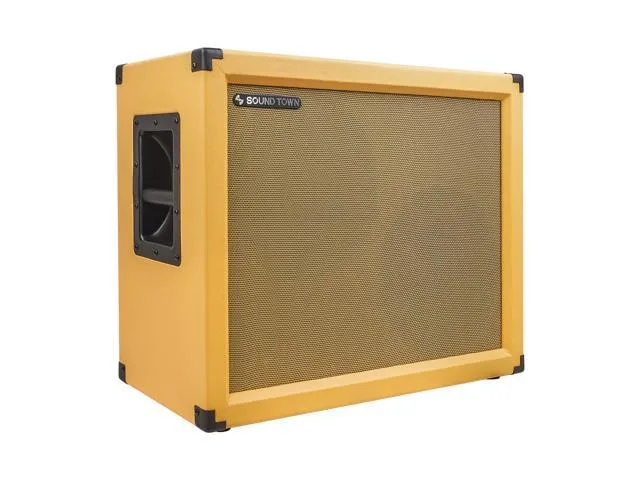 Sound Town 2 x 12 130W Open-Back Guitar Speaker Cabinet, Birch Plywood, Orange Tolex, Wheat Cloth Grille (GUC212OBOR)