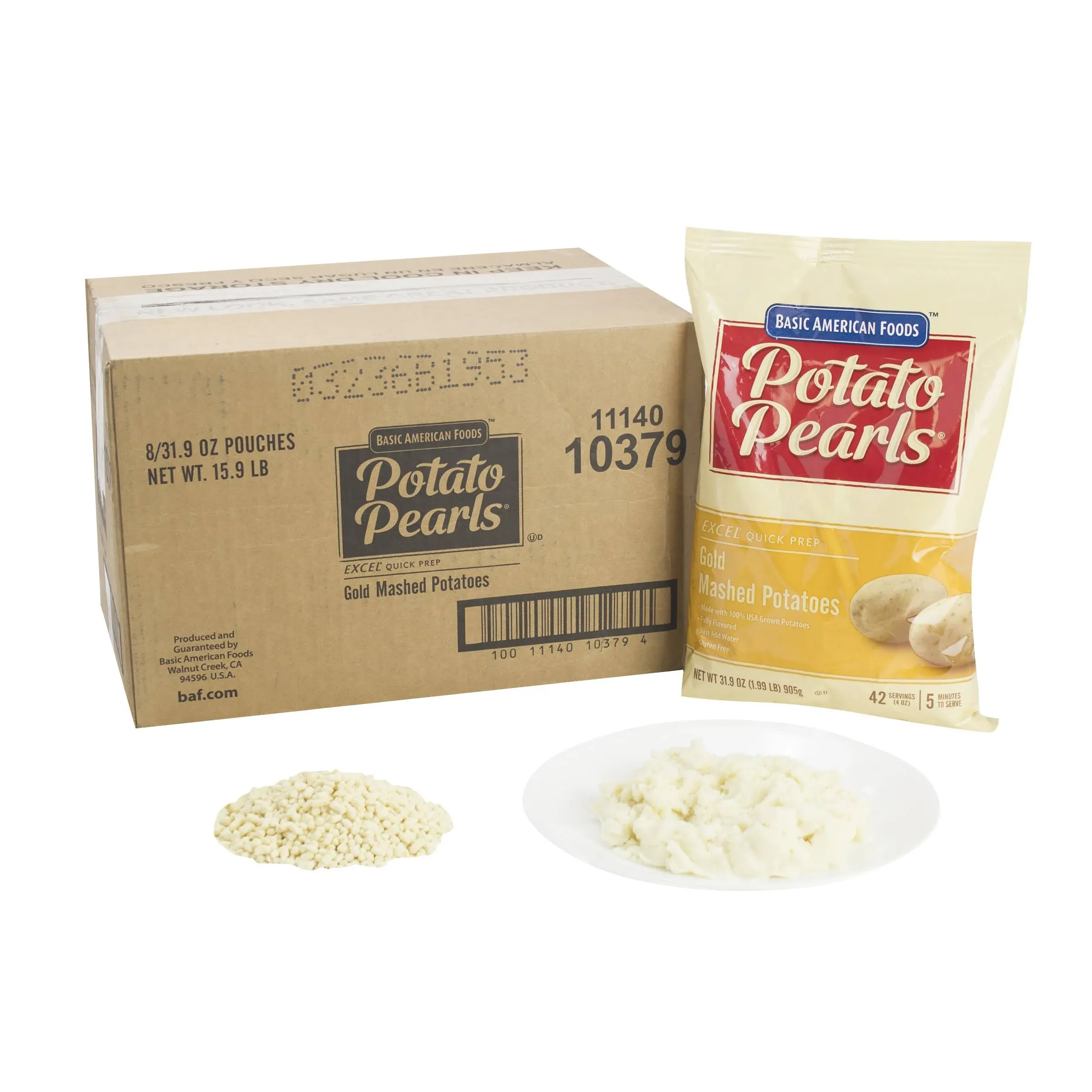 Basic American Foods Potato Pearls Excel Gold Mashed Potato, 31.9 Ounce -- 8 per case