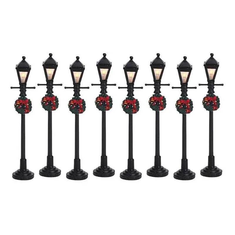 Lemax Village GAS Lantern Street Lamp - Set of 8