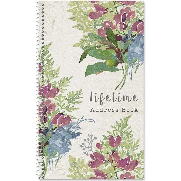 Fall Florals Address Book - 94 Pages; 5 inch x 8-1/2 inch, Spiral Bound Address Book