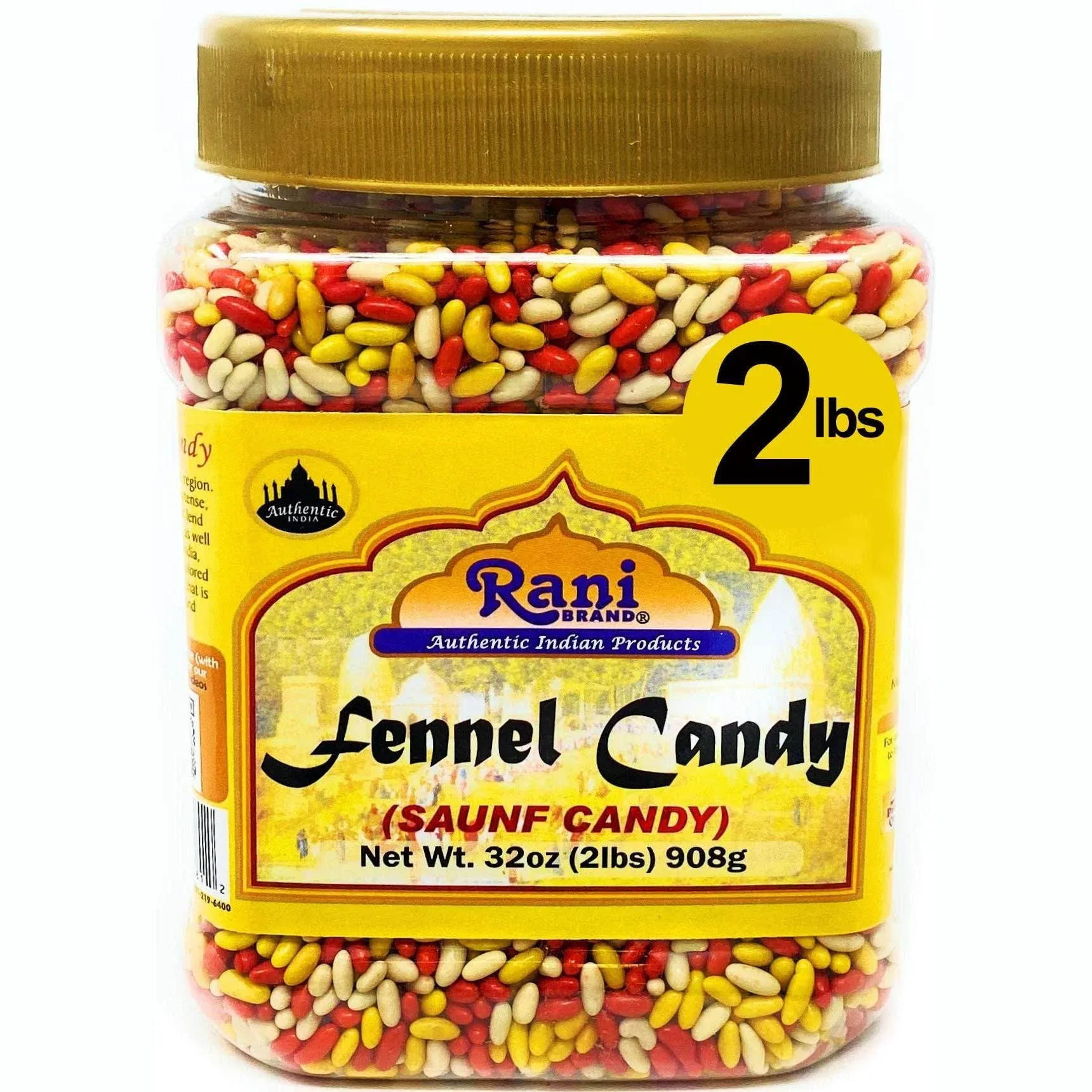 Rani Sugar Coated Fennel Candy 2lbs 32oz 908g Bulk Pet Jar Indian