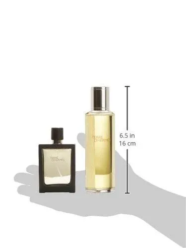 "Hermes Terre D'hermes Pure Perfume 2 Pc Set For Men (4.2 Parfum Refill + 1.0 Parfum Refillable Spr)"