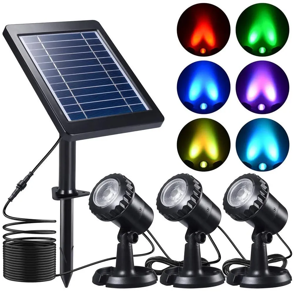 Submersible Solar Pond Light Rgb Led Landscape Spotlights Ip68 Underwater Night 