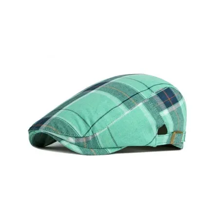 WITHMOONS Adjustable Colorful Plaid Flat Cap Newsboy Cabbie Gatsby Golf Beret Hat YZ30109 (Green)