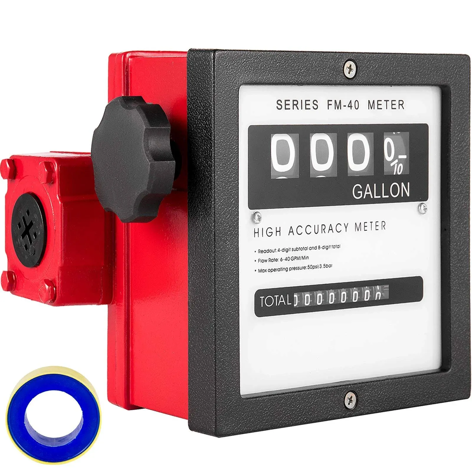 VEVOR Mechanical Fuel Meter 40 GPM Fuel Flow Meter 4-Digital Batch Display Fuel ...