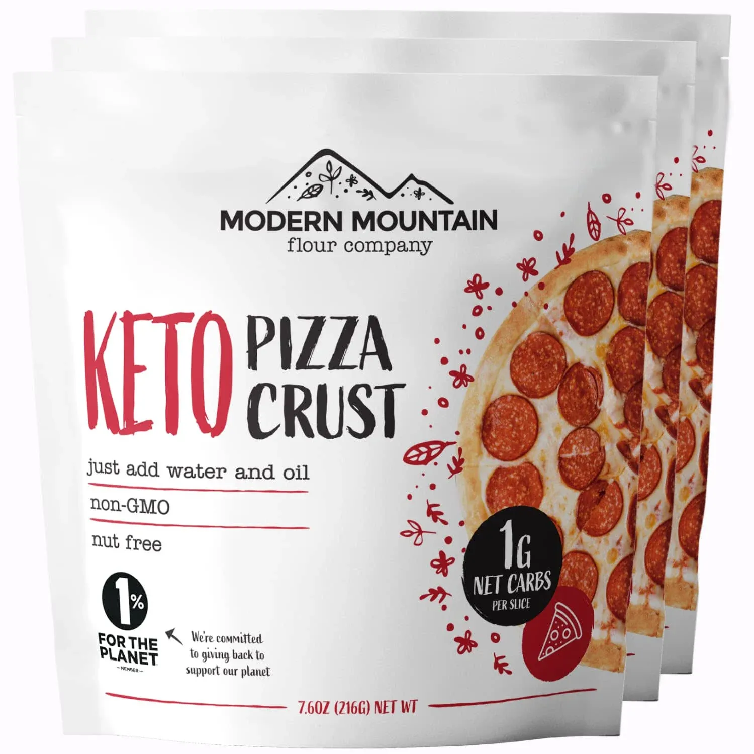 Modern Mountain Keto Pizza Crust - Low Carb and Keto Friendly - Only 1G Net Carbs ...