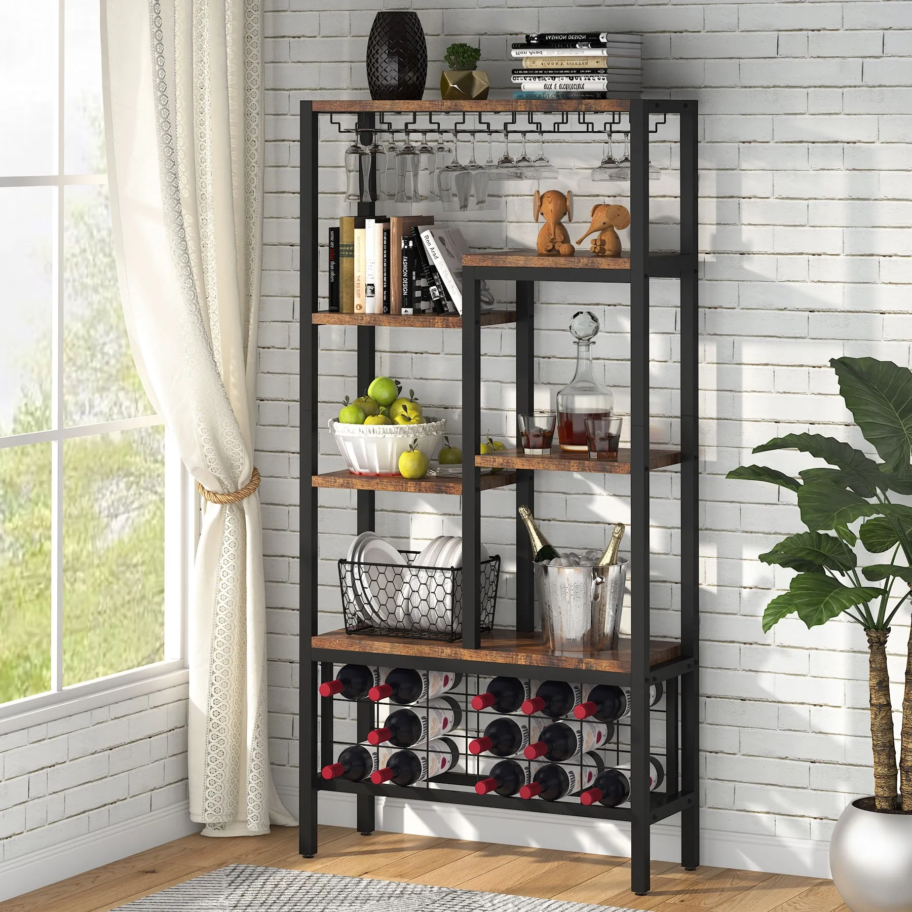 Wine Cabinet,Wine Rack,Display Wine Storage Shelves with Bottle Holder