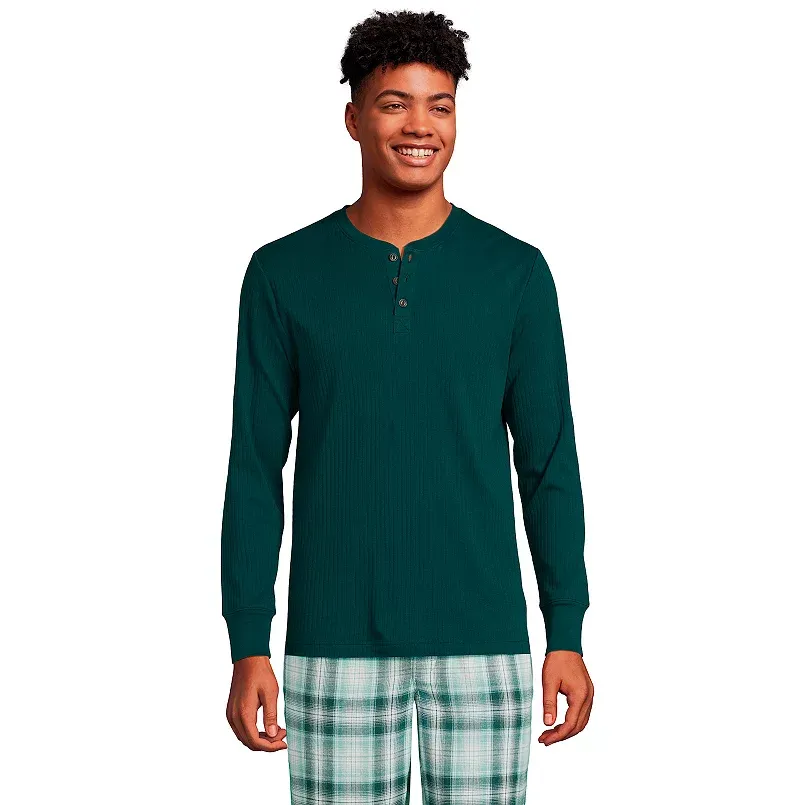 Men's Lands' End Ribbed Pajama Sleep Henley