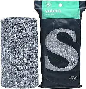 Sutera - Exfoliating Shower Towel, Premium Japanese Scrub Wash Cloth, Deep Cleanse for Body Face, Microabrasion Duo Fibers Durable Quick Drying, Asian