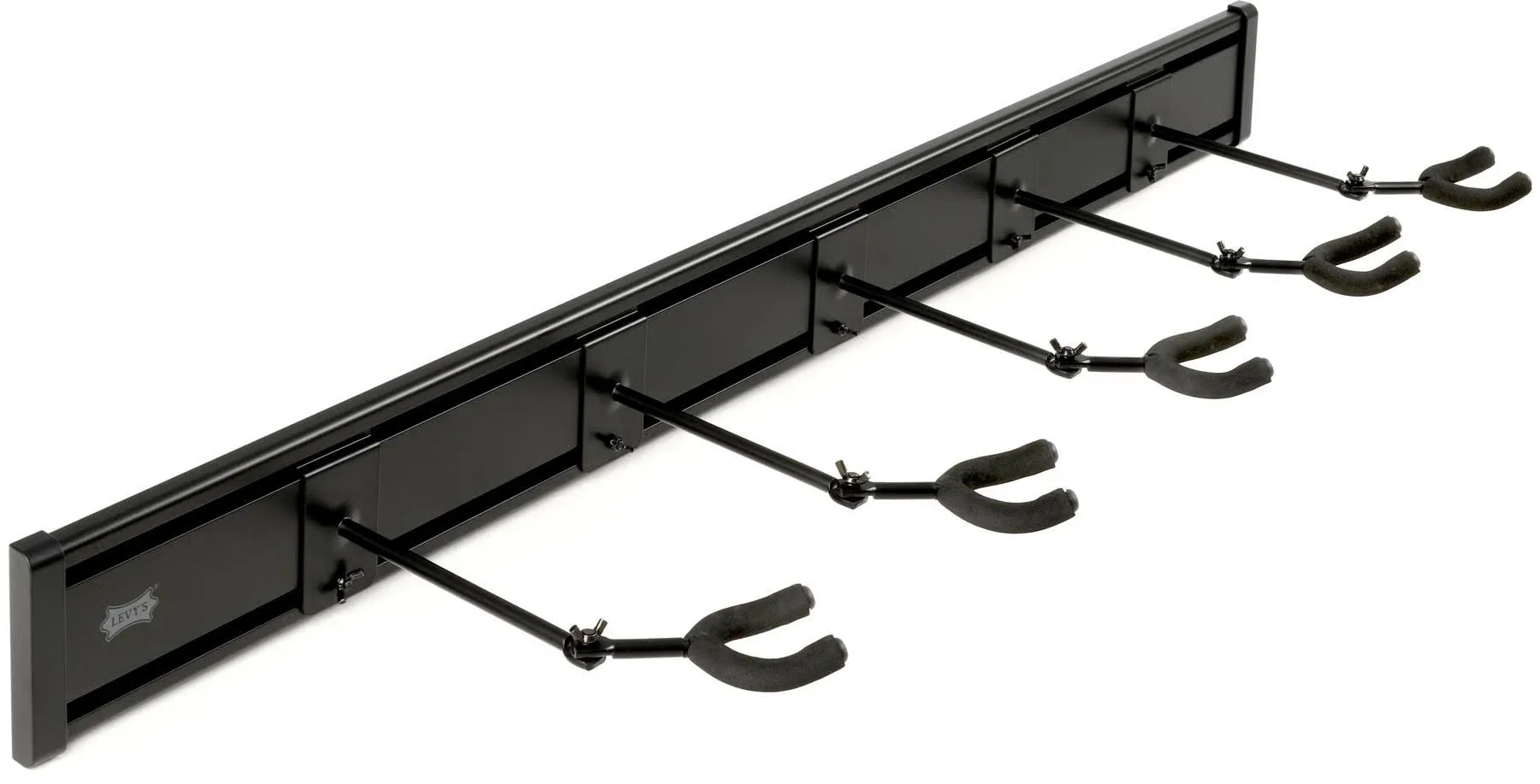 Levy's Wall Mounted 5-Space Slatwall Guitar Hanger Black