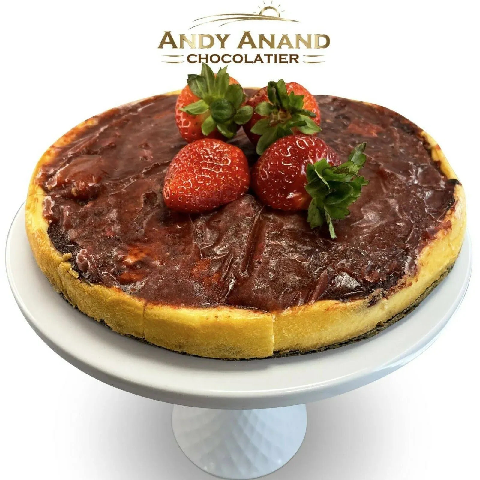 Andy Anand Sugar Free Strawberry Cheesecake 9" (3.4 lbs) | Amazingly Delicious & Diabetic-Friendly, You Won't Believe It's Sugar Free! | Freshly Made with California Cream Cheese, All-Natural